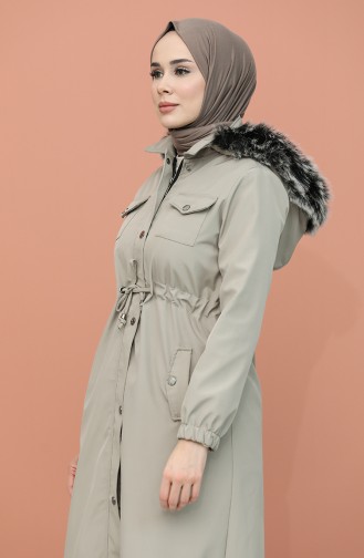 Furry Lined Long Coat 4054A-01 Beige 4054A-01