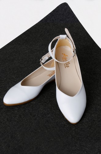 White Woman Flat Shoe 0184-02