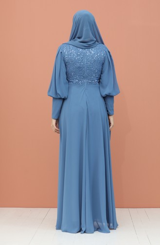 Indigo Hijab Evening Dress 4852-02