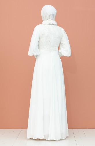 Pullu Abiye Elbise 4852-03 Ekru