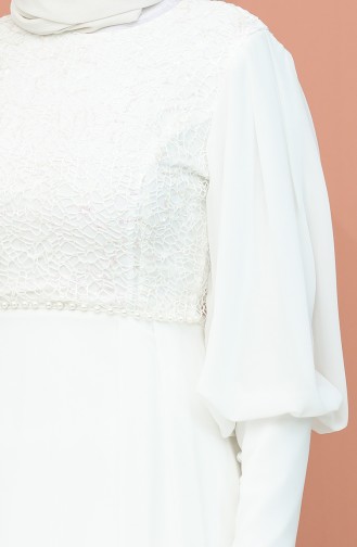 Pullu Abiye Elbise 4852-03 Ekru
