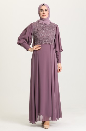 Dunkel-Lila Hijab-Abendkleider 4852-04