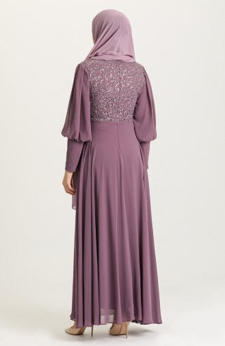 Dark Violet Hijab Evening Dress 4852-04