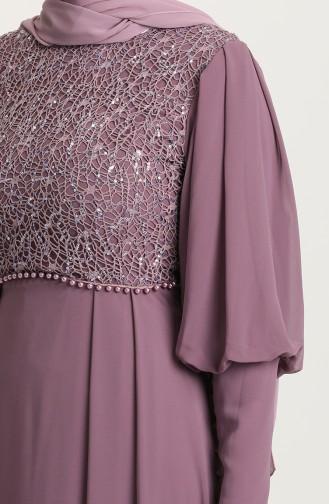 Dark Violet Hijab Evening Dress 4852-04