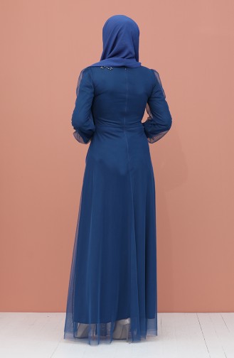 Indigo Hijab Evening Dress 4857-01