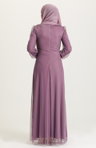 Dark Violet Hijab Evening Dress 4857-03