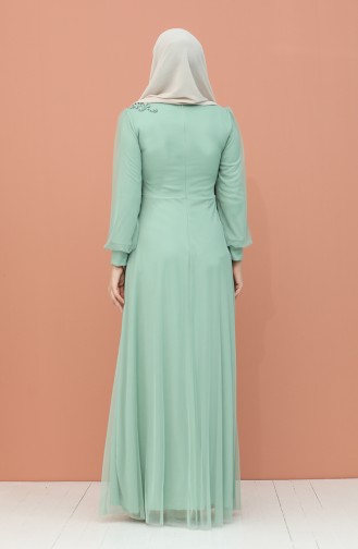 Sea Green Hijab Evening Dress 4857-04