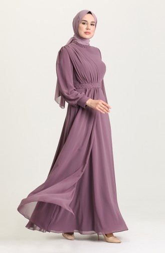 Dark Violet Hijab Evening Dress 4858-01