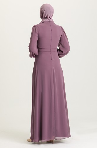 Dark Violet Hijab Evening Dress 4858-01