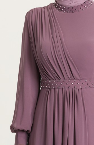 Dark Violet Hijab Evening Dress 4858-01