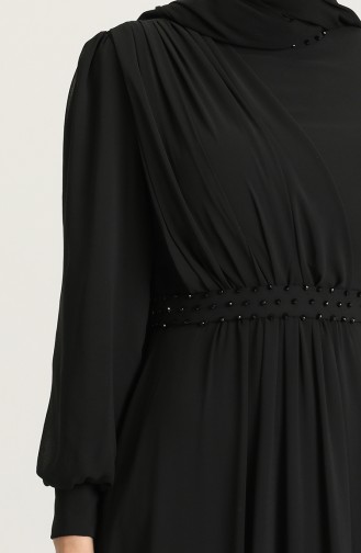 Black Hijab Evening Dress 4858-02