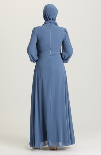 Indigo Hijab-Abendkleider 4858-03