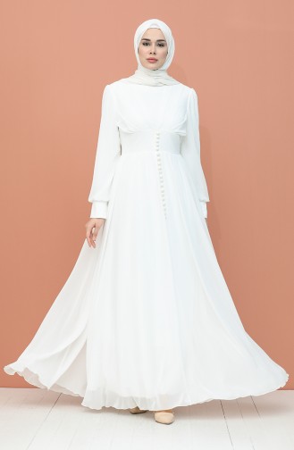 White Hijab Evening Dress 4211-05