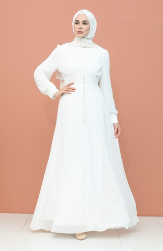 White Hijab Evening Dress 4211-05