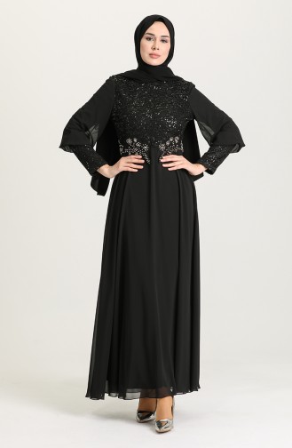 Schwarz Hijab-Abendkleider 4213-01