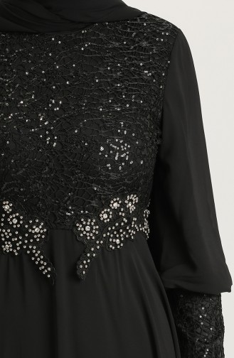 Black Hijab Evening Dress 4213-01