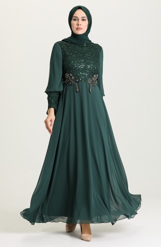 Smaragdgrün Hijab-Abendkleider 4213-03
