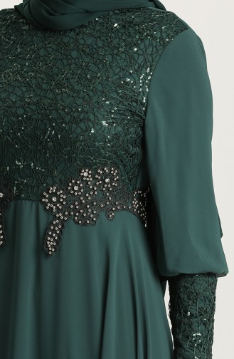 Emerald Green Hijab Evening Dress 4213-03