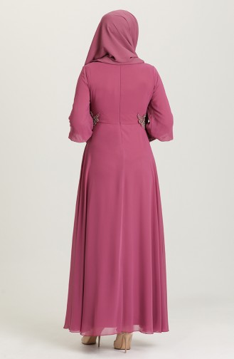 Dusty Rose Hijab Evening Dress 4213-05