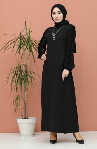 Schwarz Hijab Kleider 7004-01