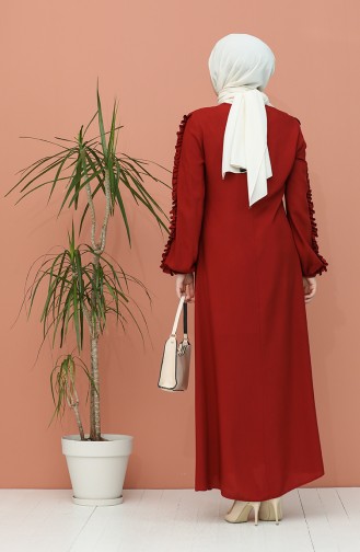 Claret Red Hijab Dress 7004-02