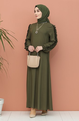Grün Hijab Kleider 7004-03