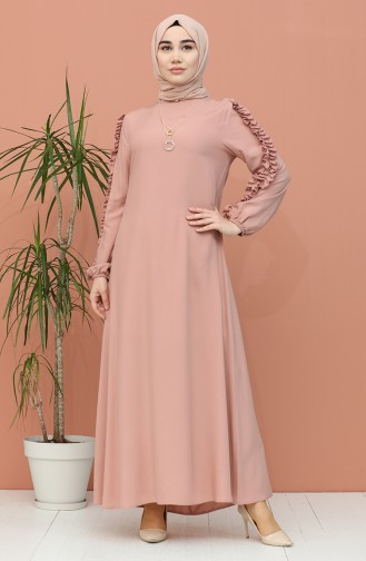 Beige-Rose Hijab Kleider 7004-05