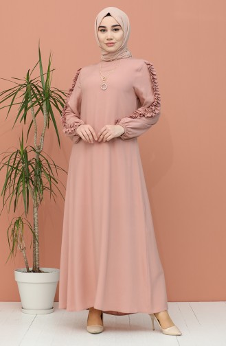 Beige-Rose Hijab Kleider 7004-05