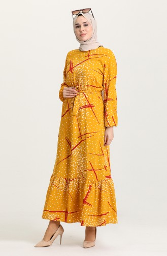 Mustard Hijab Dress 2139-02