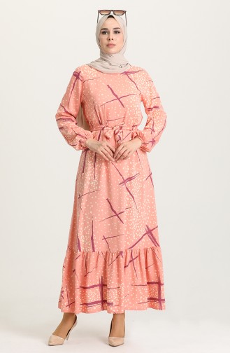 Salmon Hijab Dress 2139-05