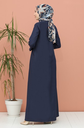 Navy Blue Hijab Dress 3326-02