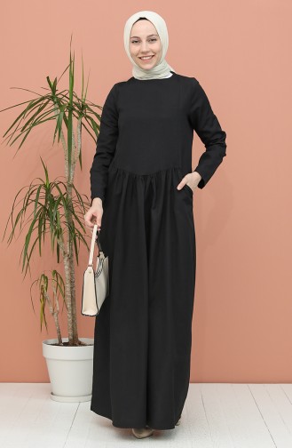 Schwarz Hijab Kleider 3259-13