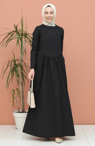 Schwarz Hijab Kleider 3259-13