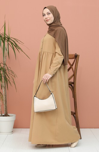 Dark Beige Hijab Dress 5037-21