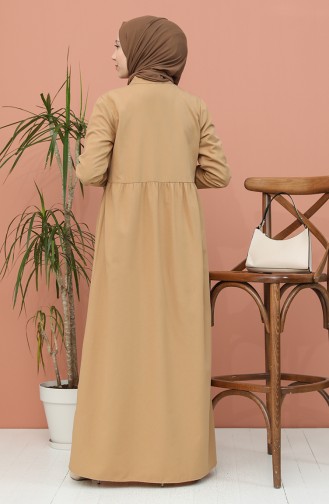 Dark Beige Hijab Dress 5037-21