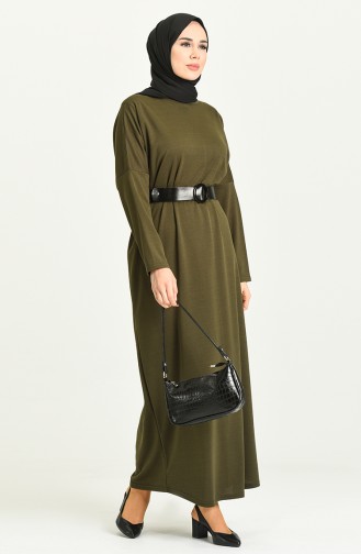 Khaki Hijab Dress 5555-06
