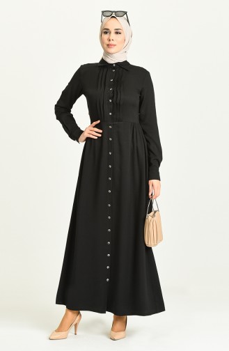 Schwarz Hijab Kleider 3252-01