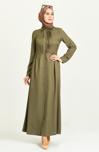 Khaki Hijab Dress 3252-03