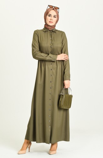 Khaki Hijab Dress 3252-03