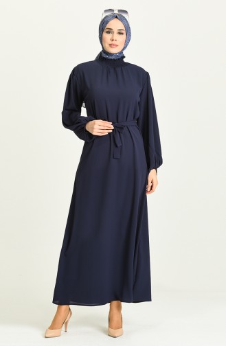 Navy Blue Hijab Dress 3254-02