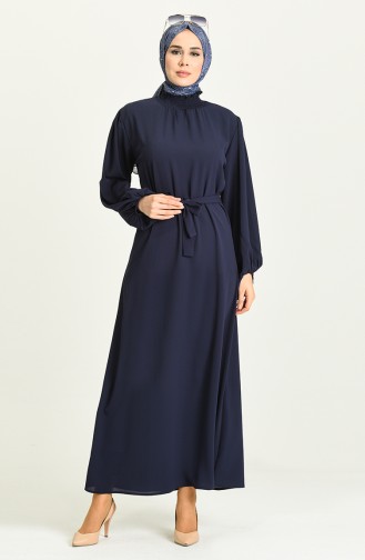 Navy Blue İslamitische Jurk 3254-02