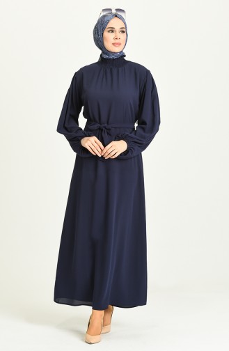 Navy Blue İslamitische Jurk 3254-02