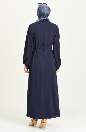 Navy Blue Hijab Dress 3254-02