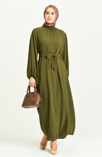 Khaki Hijab Dress 3254-03