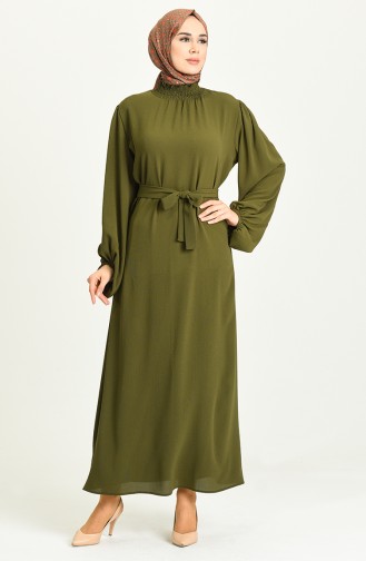 Khaki Hijab Dress 3254-03