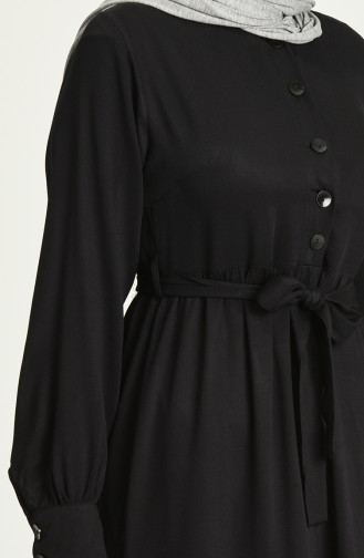 Düğmeli Kuşaklı Elbise 21Y8295-04 Siyah