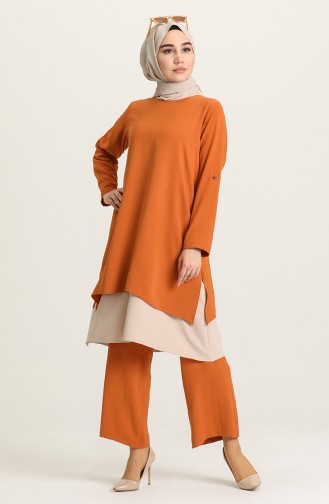 Tunik Pantolon İkili Takım 6553-01 Taba