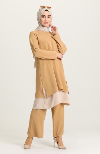 Tunik Pantolon İkili Takım 6553-02 Camel