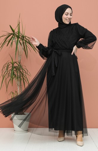 Schwarz Hijab-Abendkleider 81778-01