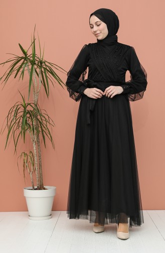 Schwarz Hijab-Abendkleider 81778-01